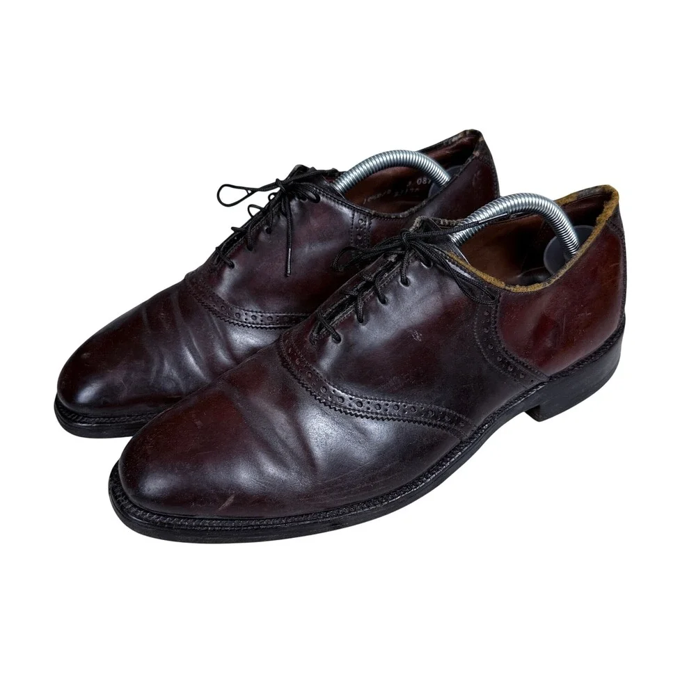 Allen Edmonds Sanford Oxford Shoes Mens 10.5 D Burgundy Leather Wingtip Brogue